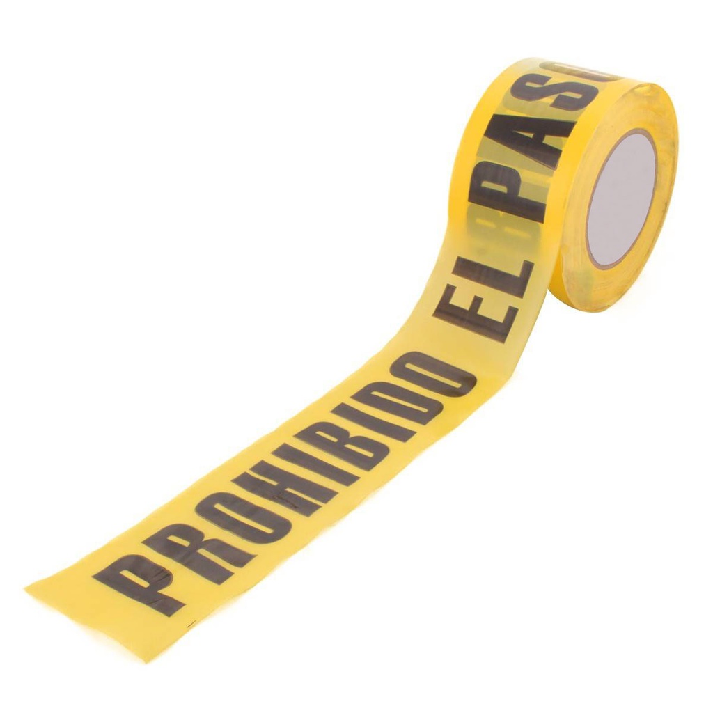 CINTA AMARILLA LEYENDA PROHIBIDO EL PASO (EMPAQUE C/5 PZAS - PRECIO X PIEZA)