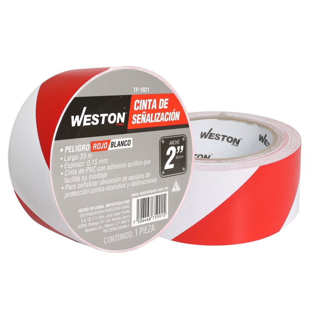 CINTA DE SEÑALIZACION BLANCO/ROJO 50mm X 33M (CAJA C/48 PZAS - PRECIO X PIEZA)