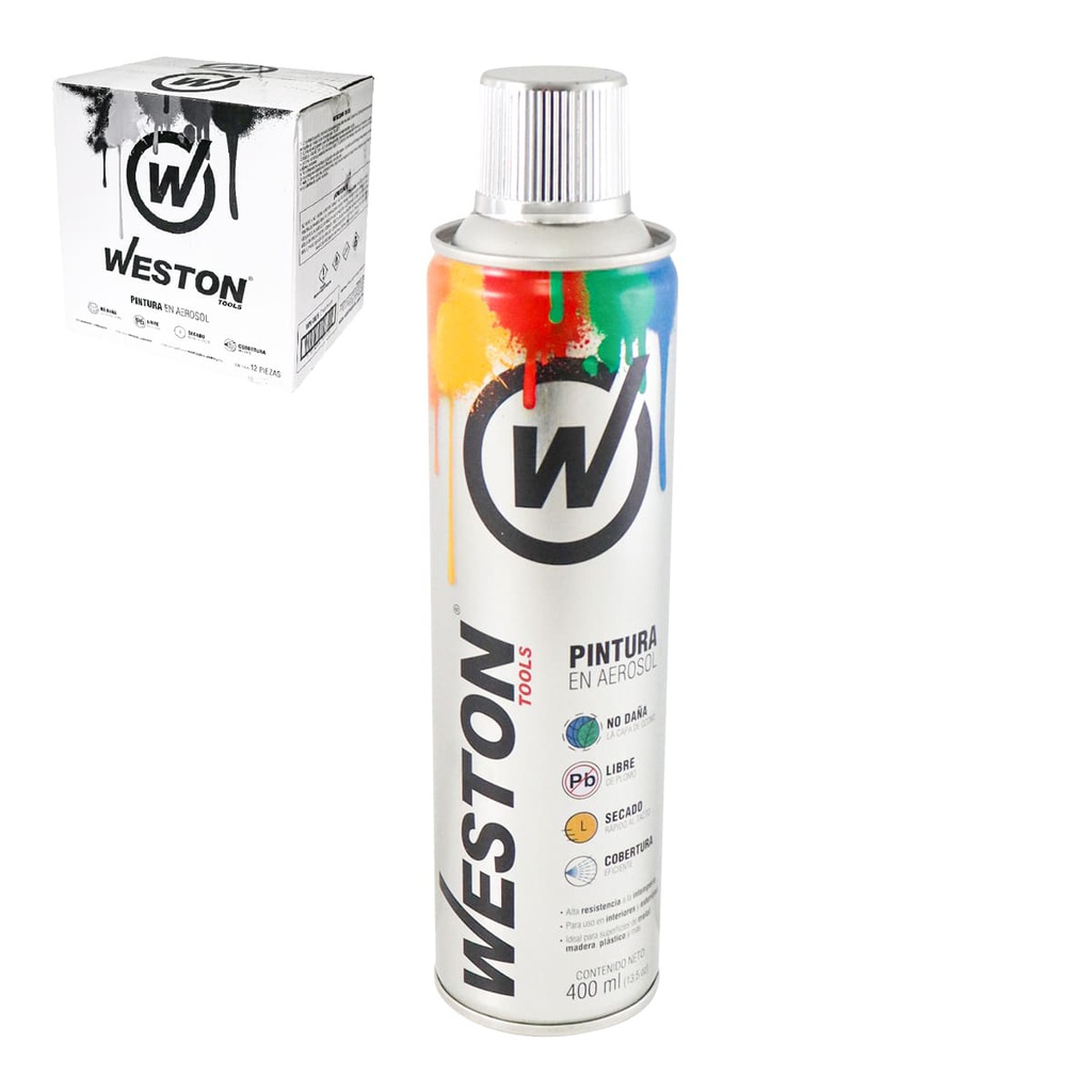 PINTURA AEROSOL CROMO METALICO 400ml ( Caja C/12 pzs)