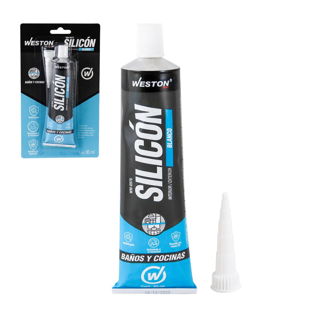 SILICON BLANCO P/BAÑOS Y COCINAS TUBO 85ml           