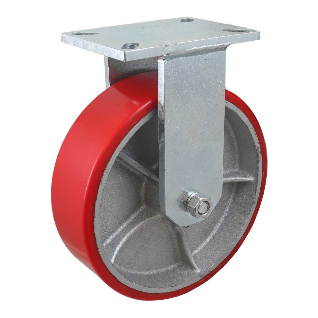 RODAJA FIERRO VACIADO C/PU ROJA FIJA 8" X 3" (203*75MM)