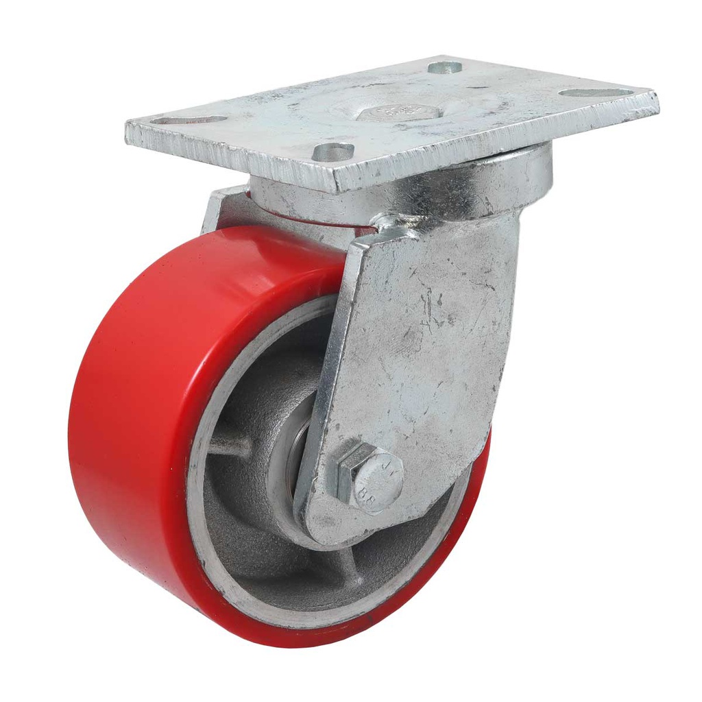 RODAJA FIERRO VACIADO C/PU ROJA GIR. 6" X 3" (152*75MM)