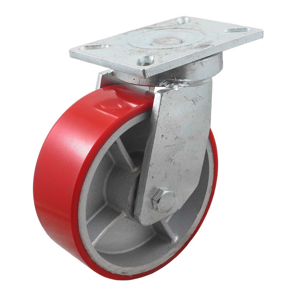 RODAJA FIERRO VACIADO C/PU ROJA GIR. 8" X 3" (203*75MM)