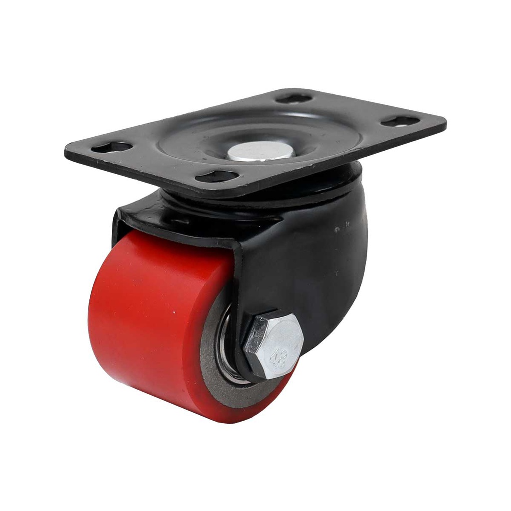 RODAJA FIERRO VACIADO C/PU ROJA GIR. HORQUILLA NEGRA 2" (50*42MM)