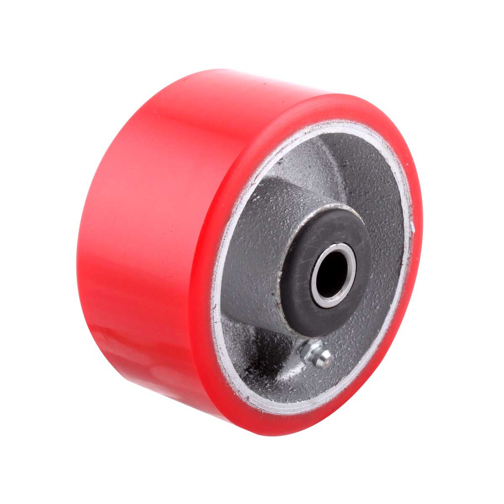 RUEDA FIERRO VACIADO C/PU ROJA 5X2" C/BALERO