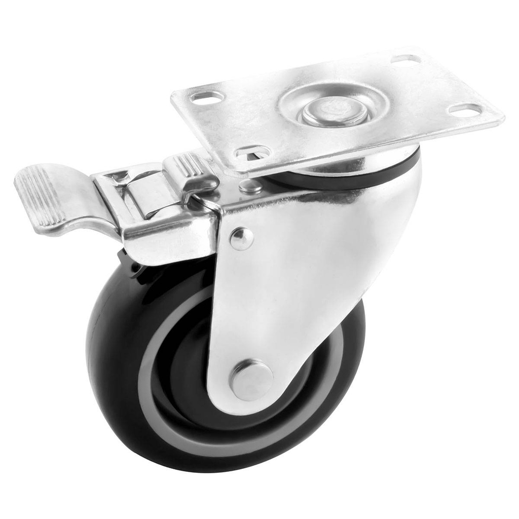 RODAJA PU/PP 4" P/CARRITO SUPER GIRA. C/FRENO