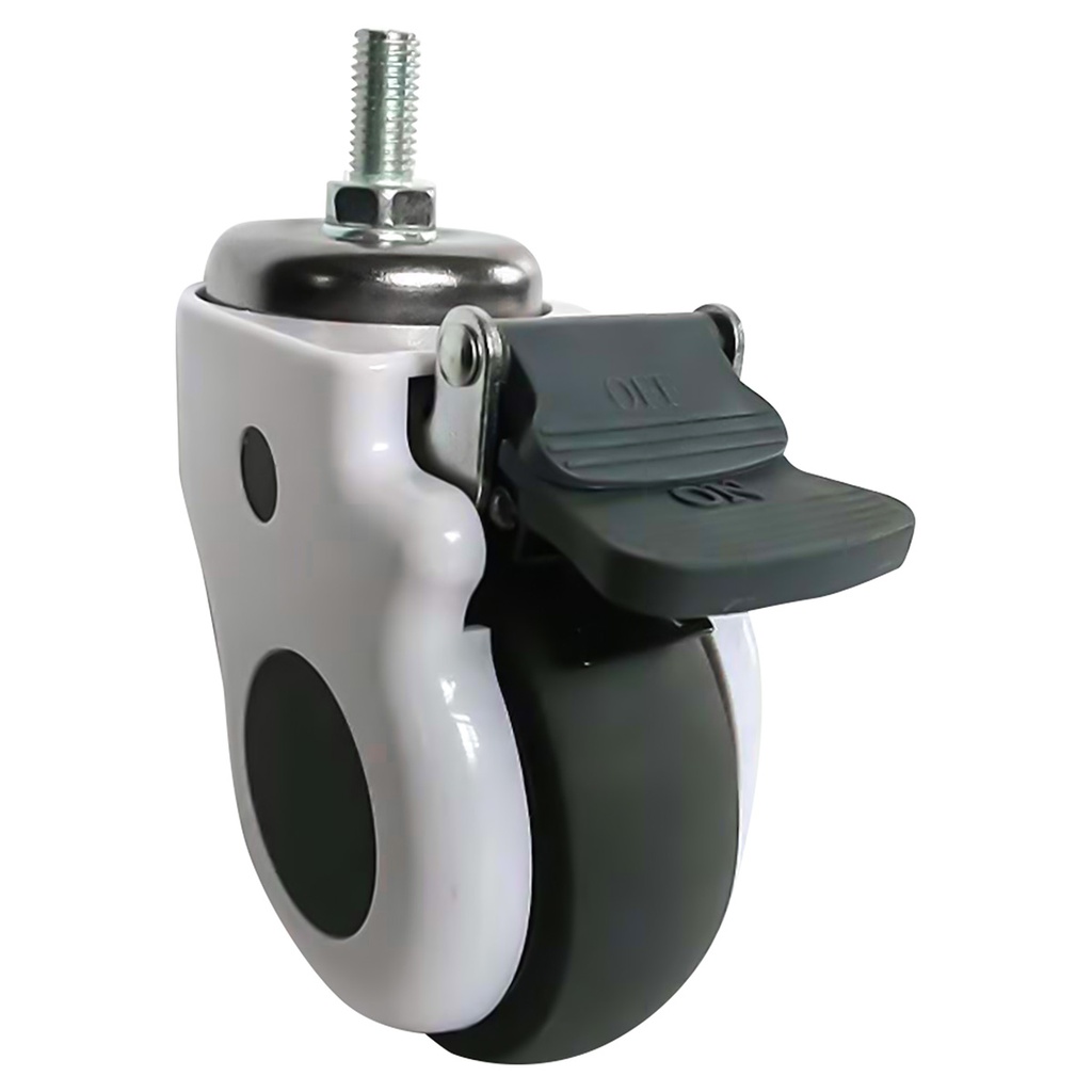 RODAJA USO MEDICO TPR GIRATORIA C/ESPIGA ROSCADA C/FRENO 3'' x 1''
