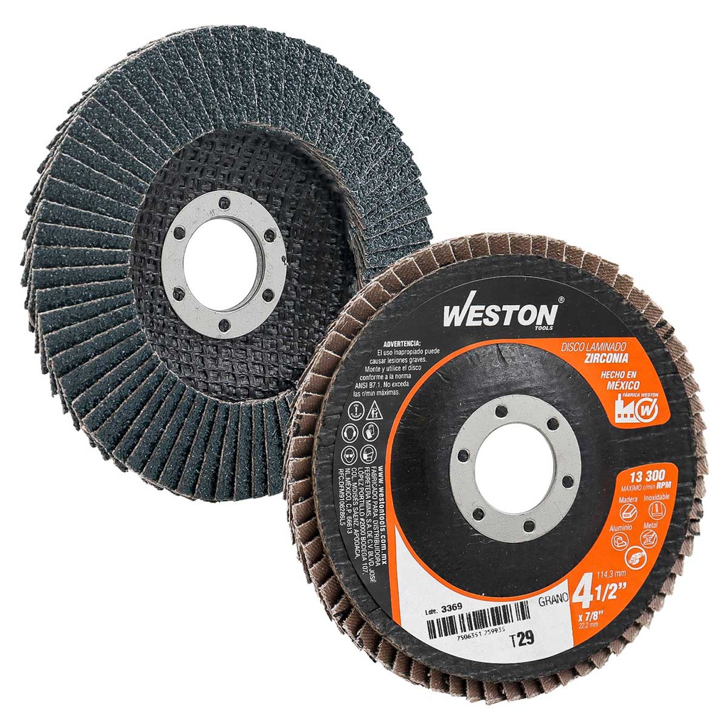 DISCO LAMINADO ZIRCONIO 4-1/2X7/8" G60 (Empaque c/10 pzas)