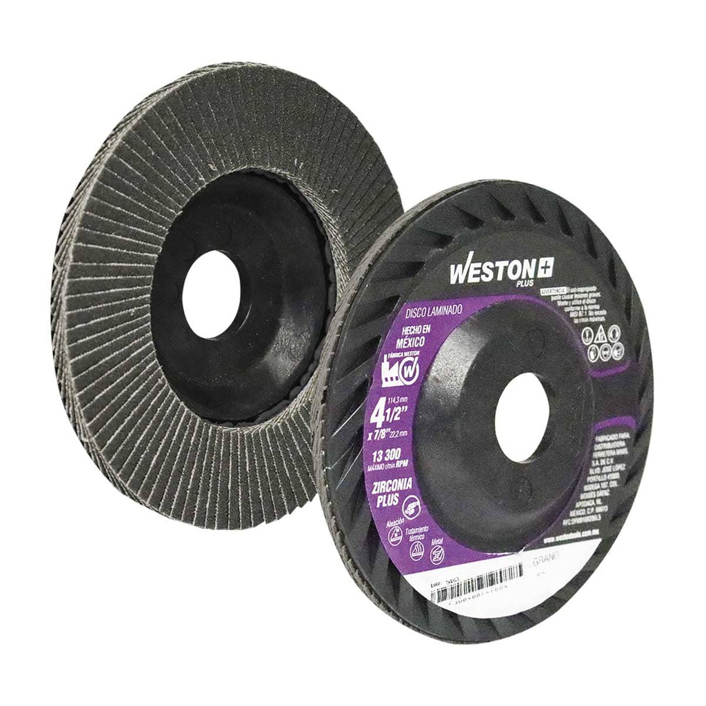 DISCO LAMINADO ZIRC. 876 4-1/2" G120 WP T27 PLASTICO