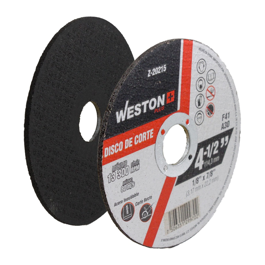 DISCO D/CORTE P/INOX. 7" x 1/8"(3.17) x 7/8" F41 (Emp. c/5 Pzas - Precio x Pza)