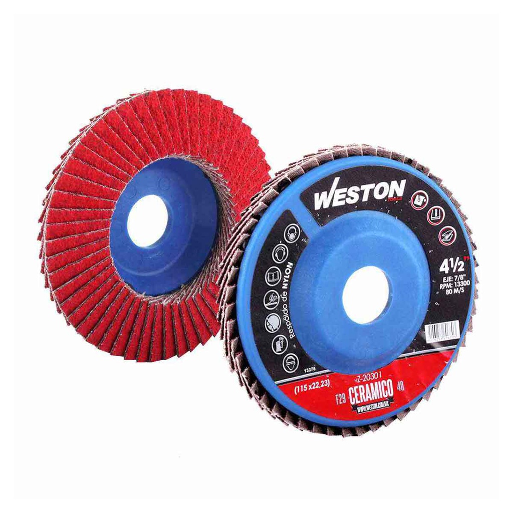 DISCO LAM.CERAMICO C/NYLON  4.5" X 7/8" G40 (Precio x pieza - Empaque c/10 pzas)