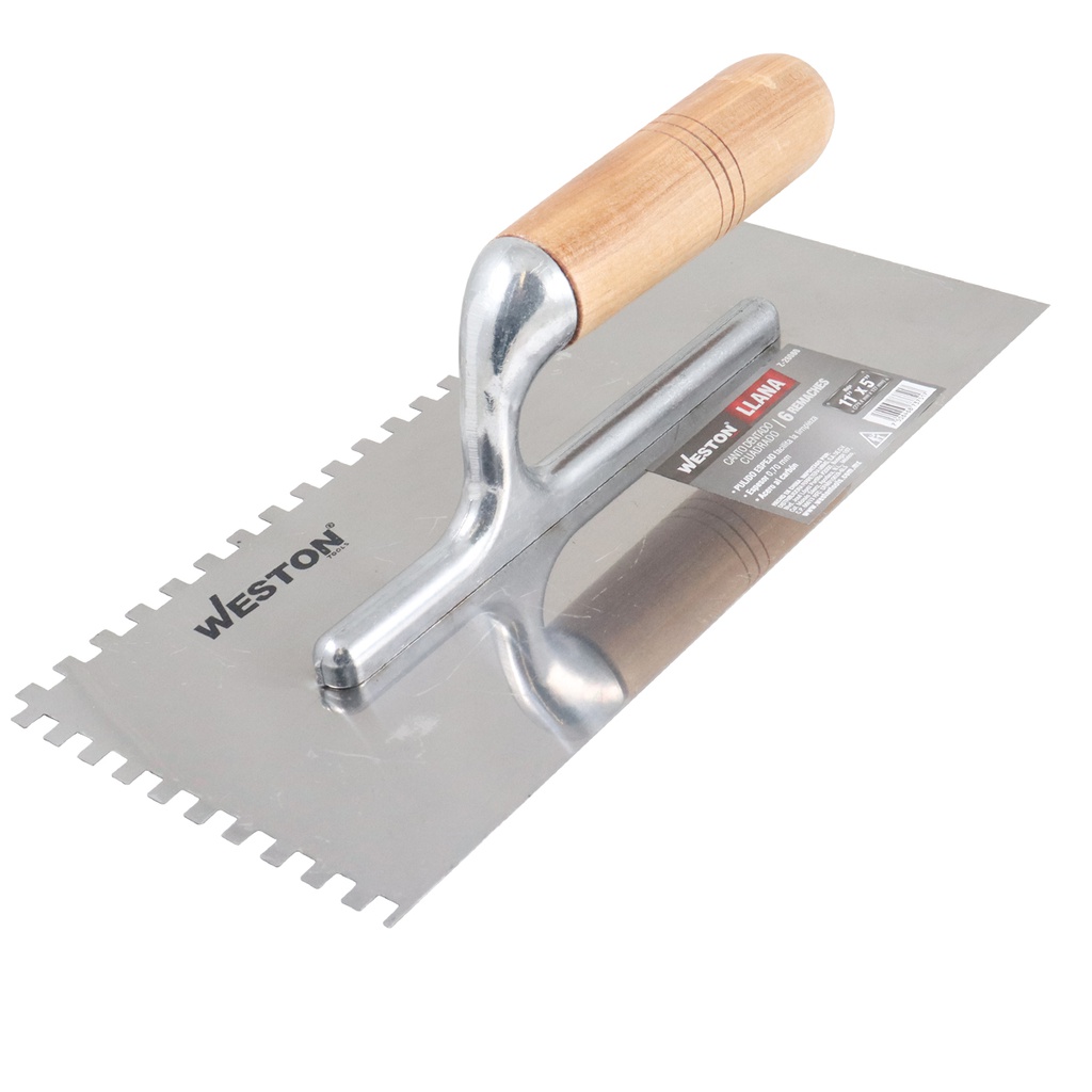 LLANA CANTO DENTADO CUADRADO 11" X 5" 10 REMACHES MANGO D/MADERA