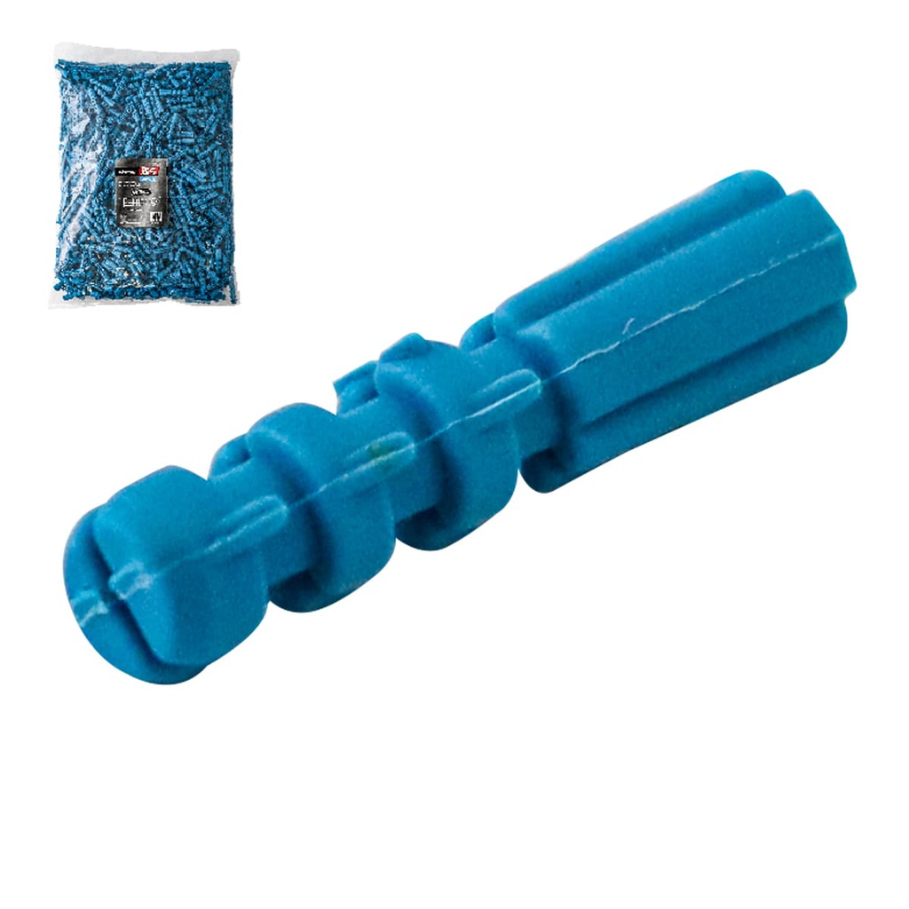 TAQUETE PLASTICO AZUL 3/16" X 22 MM (Precio x Pieza - Bolsa C/1000 piezas)