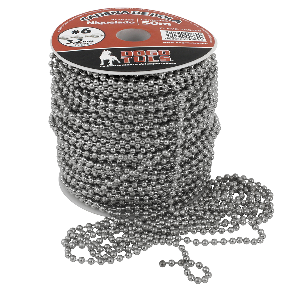 CADENA DE BOLA #6 3.2mm NIQUELADA 50mt