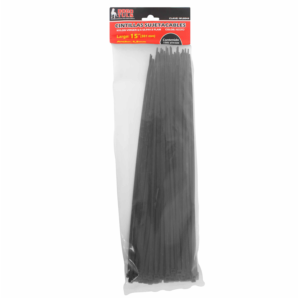 CINTILLA SUJETACABLE 15" NEGRAC/100