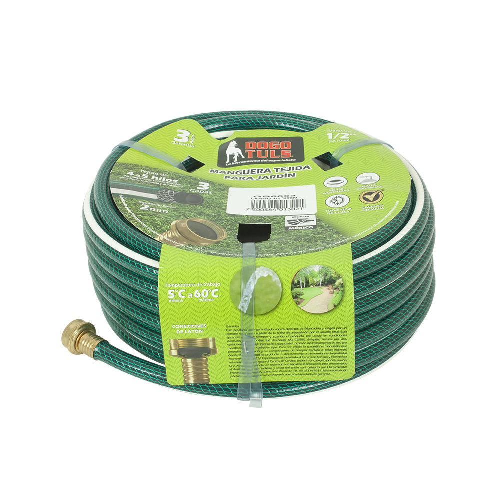 MANGUERA JARDIN TEJIDA 3 CAPAS 1/2"X10M