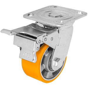 RODAJA ALUMINIO PU NAR GIRAT / FRENO 4"