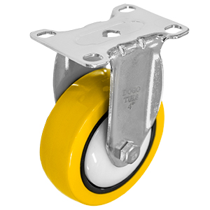 RODAJA PU AMARILLO CROMADA FIJA 4"