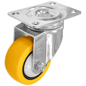 RODAJA PU AMARILLO CROMADA GIRATORIA 3"