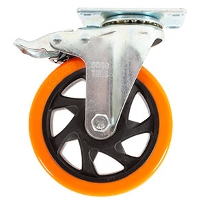 RODAJA PVC NARANJA GIRATORIA Y FRENO 5"