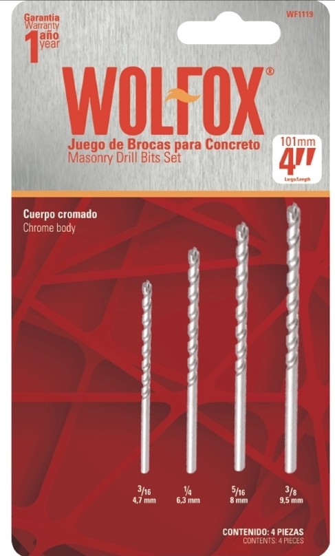 BROCA PARA CONCRETO SET 4 PIEZAS