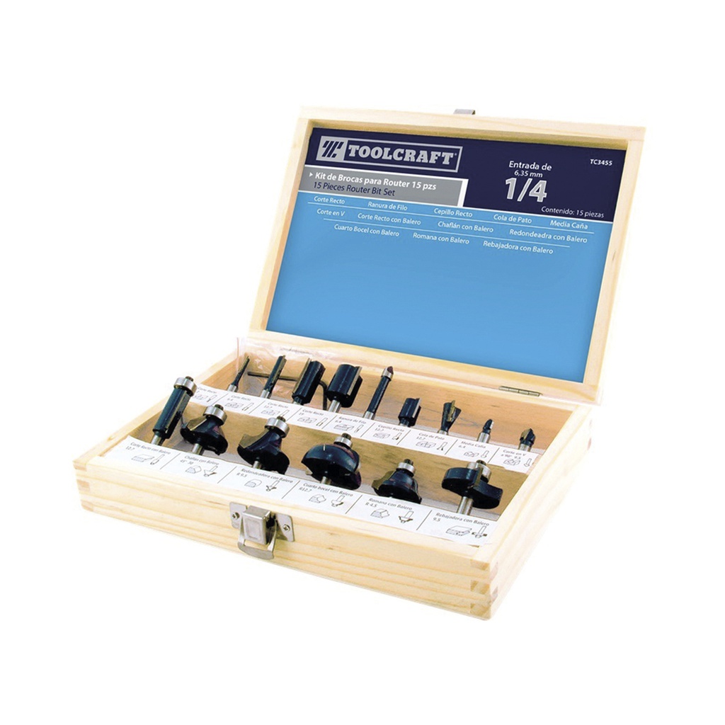 BROCAS PARA ROUTER SET 15 PZS