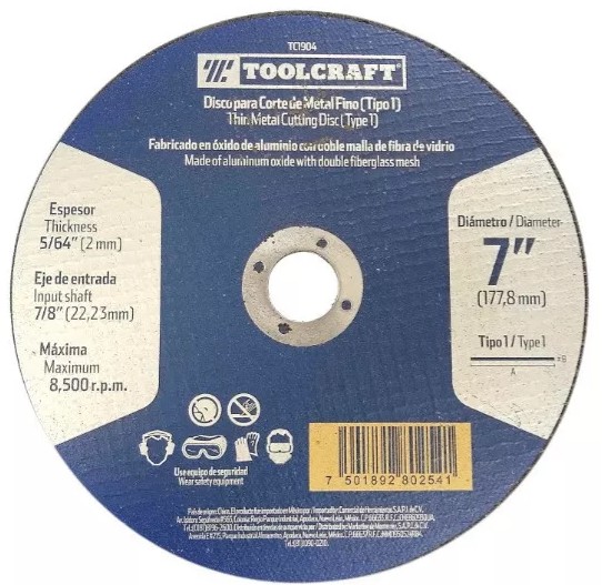 DISCO CORTE DE METAL FINO 7"