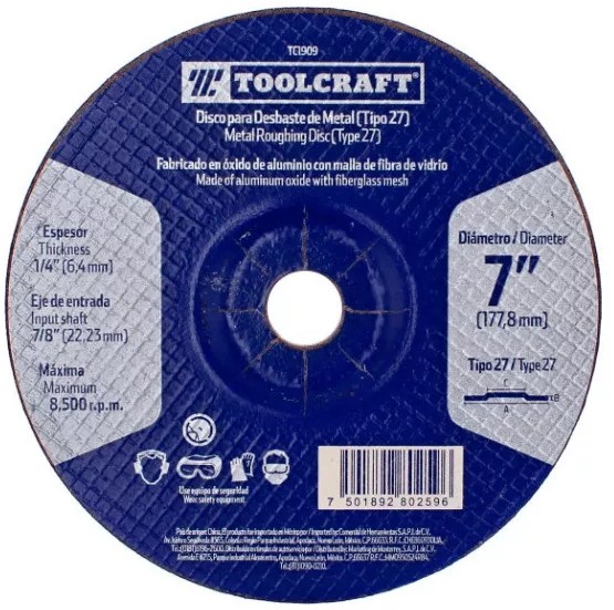 DISCO DESBASTE DE METAL 7"
