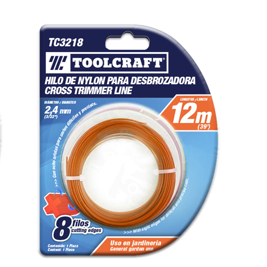 HILO DE NYLON P/DESBROZADORA2.4MM (.095") 12M BLISTER