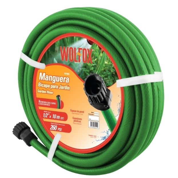 MANGUERA BICAPA JARDIN 1/2" X15M CONEXION PLASTICA