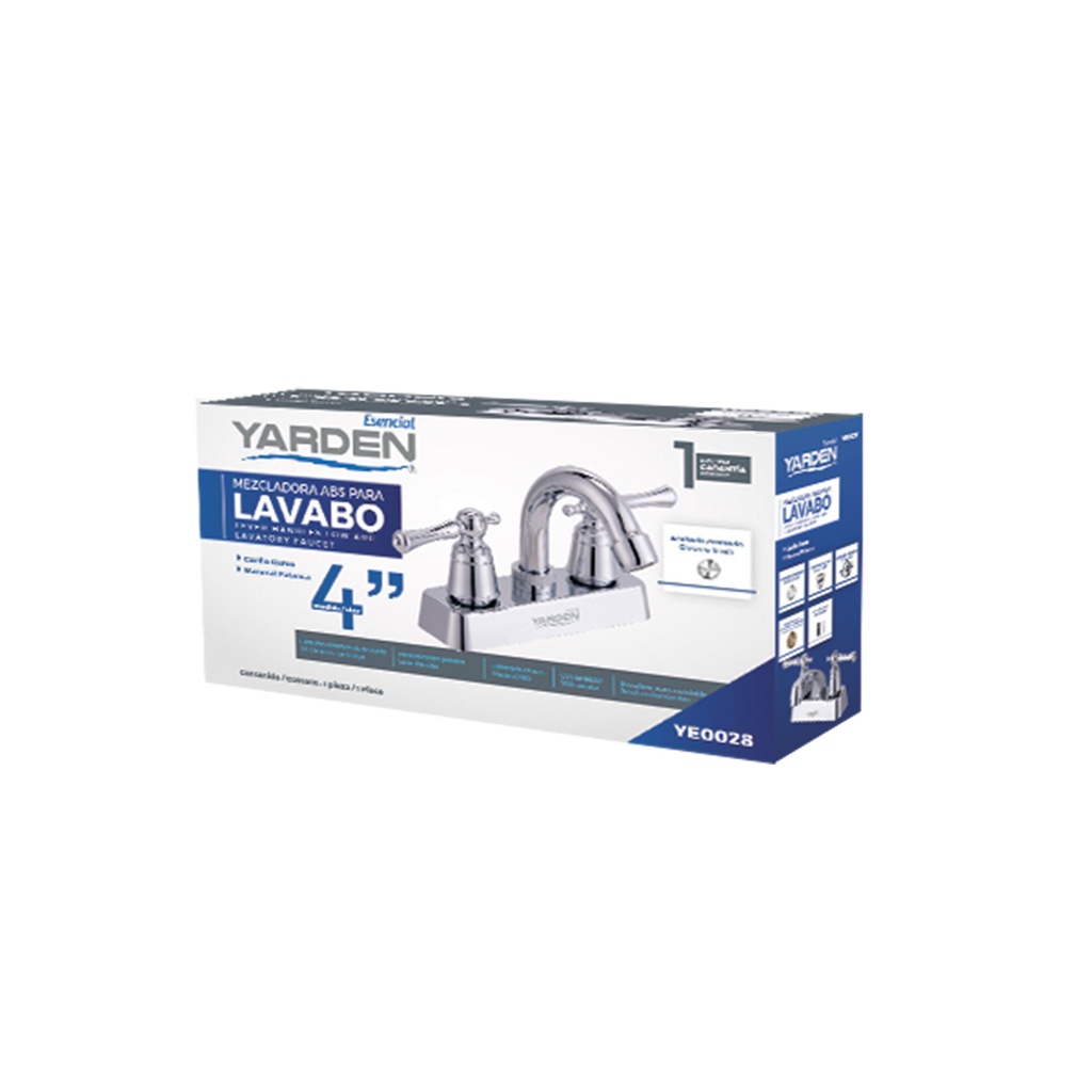 MEZCLADORA ABS LAVABO 4" CUELLO CURVO MANERAL PALANCA       