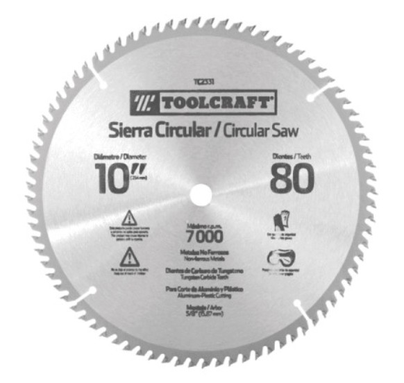 SIERRA CIRCULAR 10" NO FERROSOEJE 1" CON 80 DIENTES