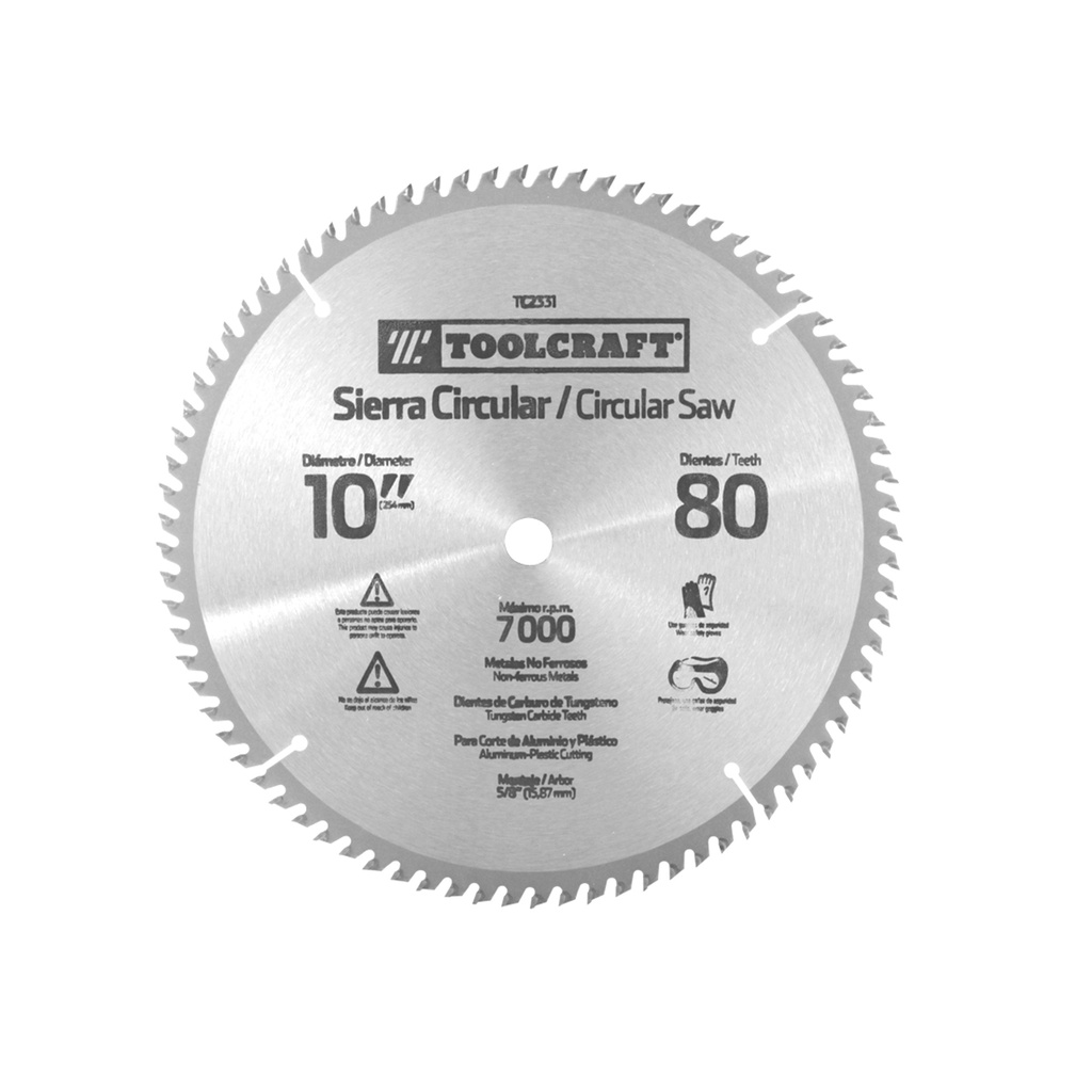SIERRA CIRCULAR 10" NO FERROSOEJE 5/8" CON 80 DIENTES