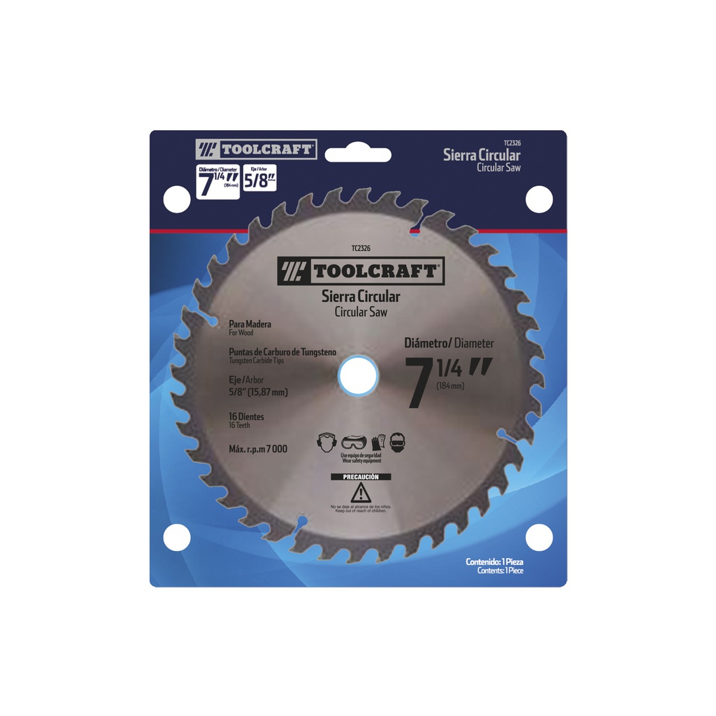 SIERRA CIRCULAR 7 1/4" EJE 5/8" CON 16 DIENTES
