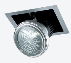 LUMINARIO CUADRADO DE EMPOTRAR LED 1 SALIDA DIRIGIBLE CON REFLECTOR ESPECULAR GRIS 25 W 110-240 V~ 60 Hz 4 200 K 2 120 lm