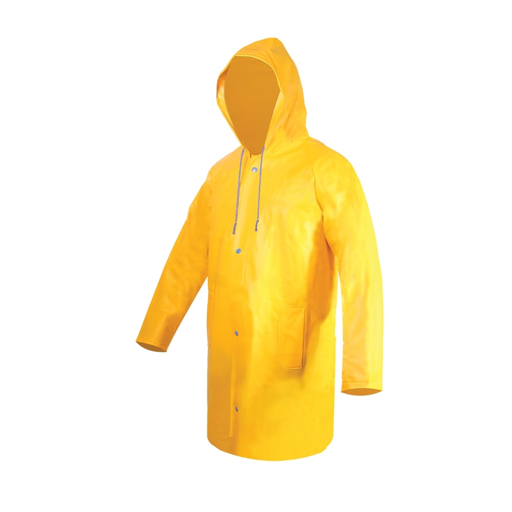 GABARDINA CORTA AMARILLA IMPERMEABLE ECOFRIENDLY, SELLADA. T-MD.