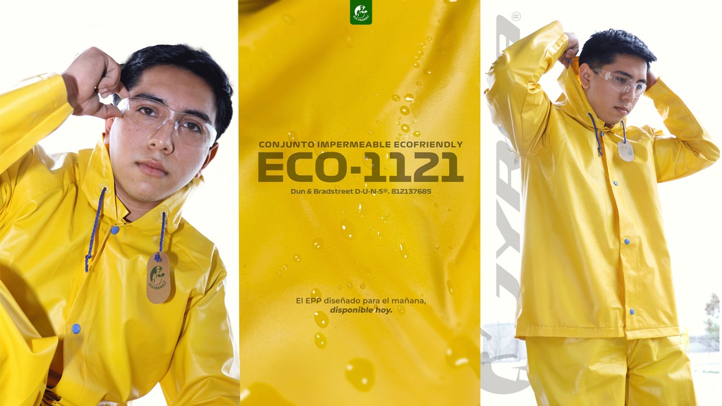 JUEGO IMPERMEABLE AMARILLO ECOFRIENDLY, SELLADO. T-2XG.