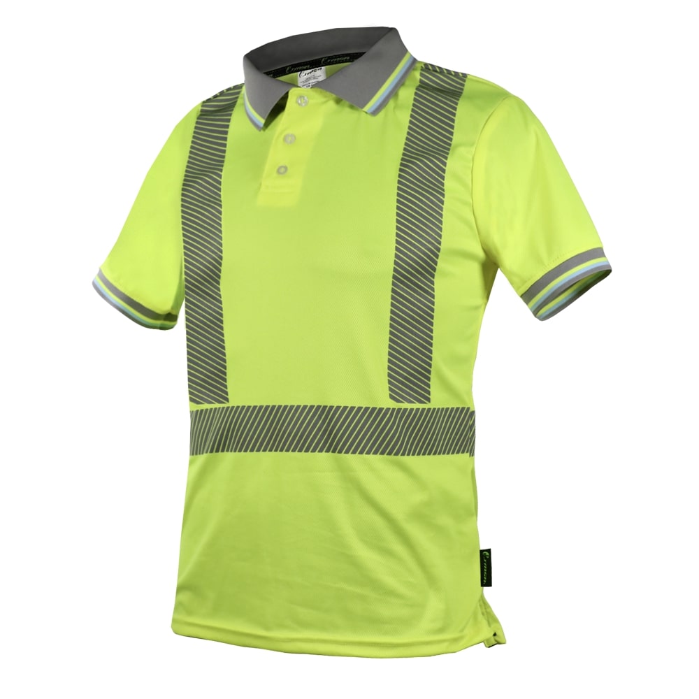CAMISA ECOFRIENDLY TIPO POLO AMARILLA C/REFLEJANTE T-2XG.