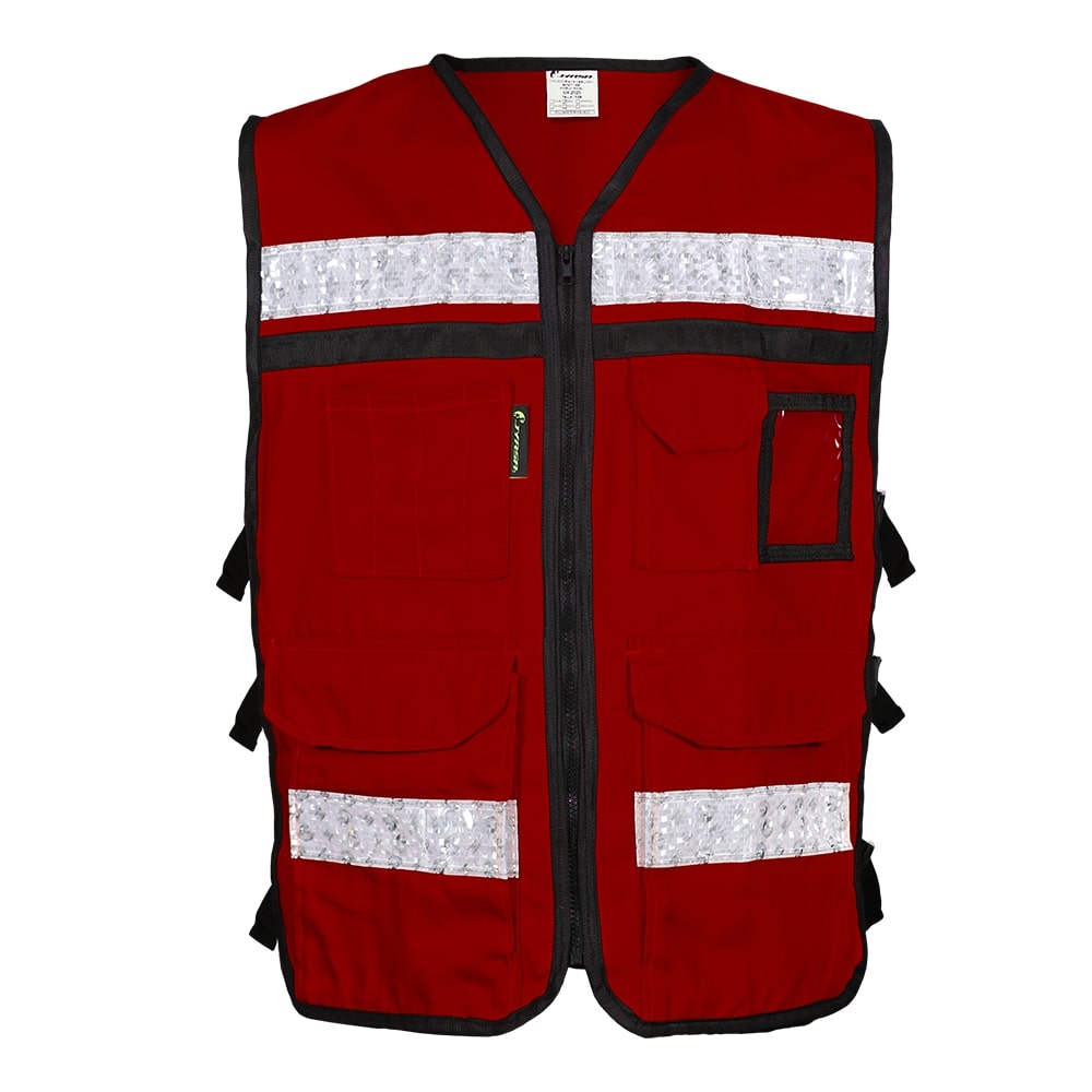 CHALECO RESCATISTA ABIERTO GUINDO 100% ALGODON CON REFLEJANTE TALLA CH