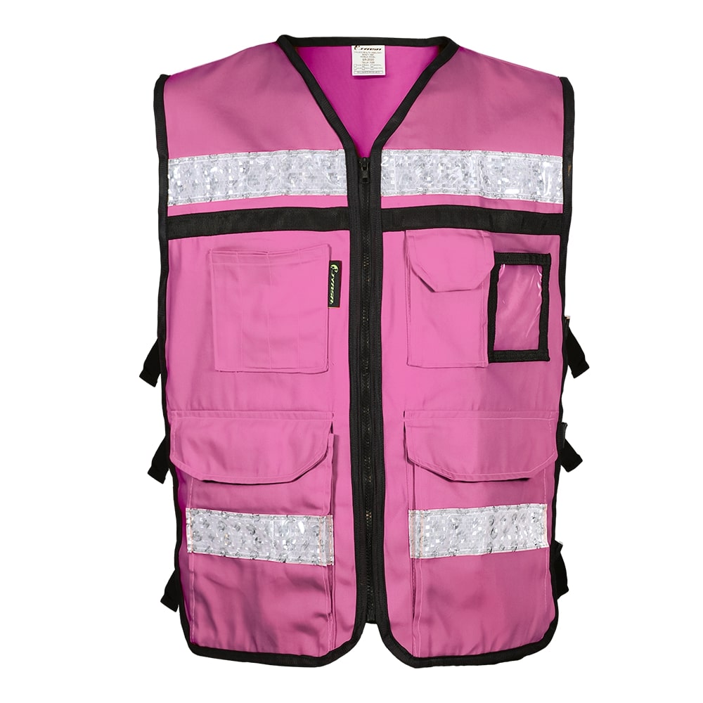 CHALECO RESCATISTA ABIERTO ROSA 100% ALGODON CON REFLEJANTE TALLA MD