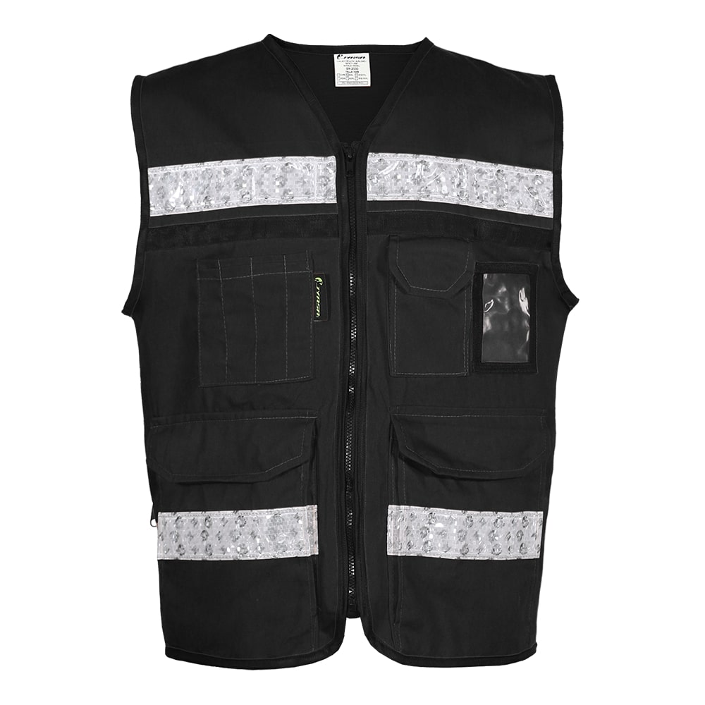 CHALECO RESCATISTA CERRADO NEGRO 100% ALGODON C/ REF TALLA CH