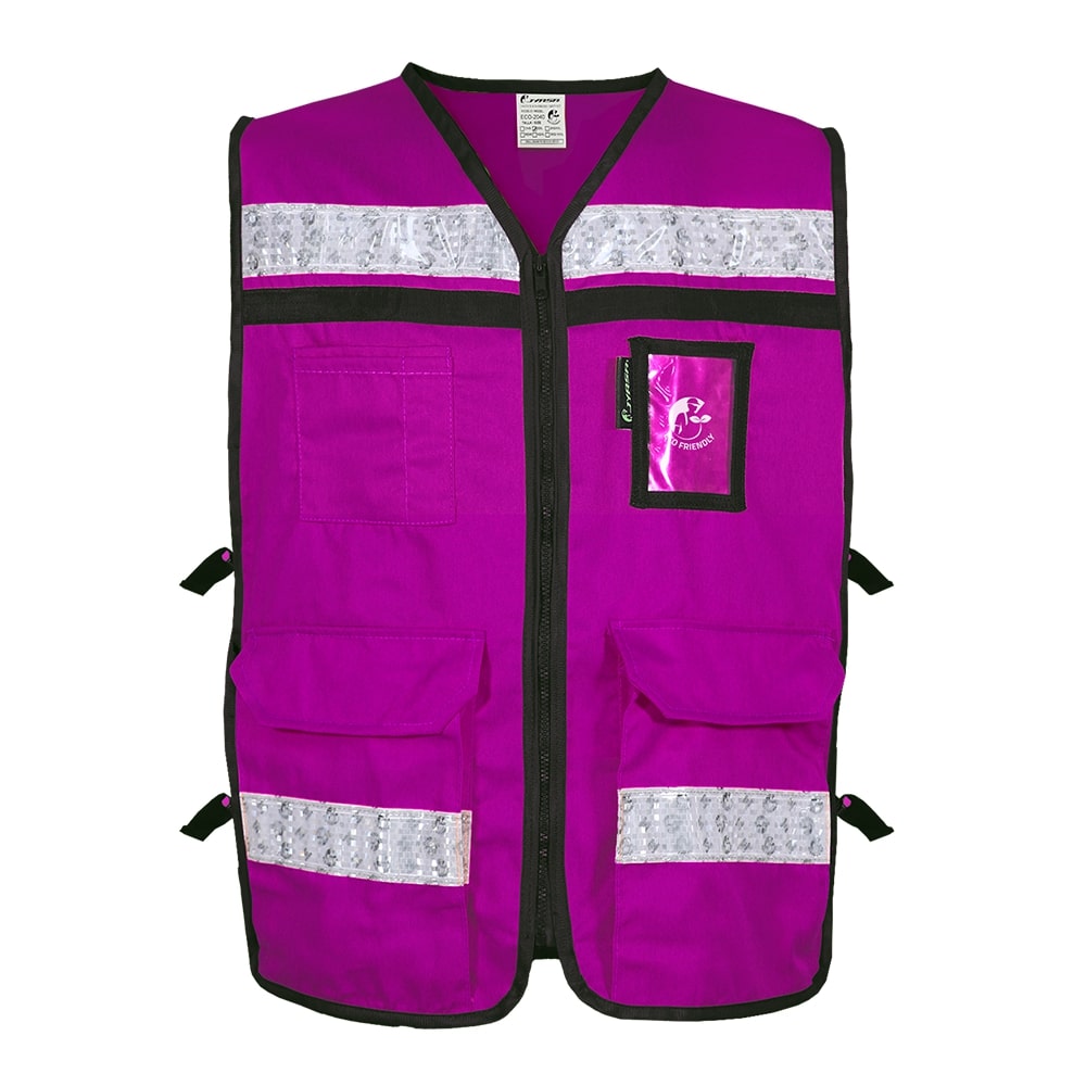 CHALECO RESCATISTA ABIERTO MORADO ALGODON/POLIESTER CON REFLEJANTE TALLA MD