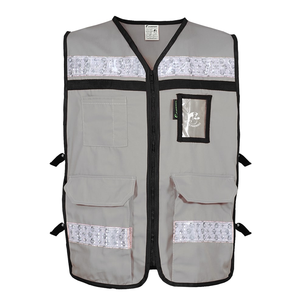 CHALECO RESCATISTA ABIERTO GRIS ALGODON/POLIESTER CON REFLEJANTE TALLA 2XG