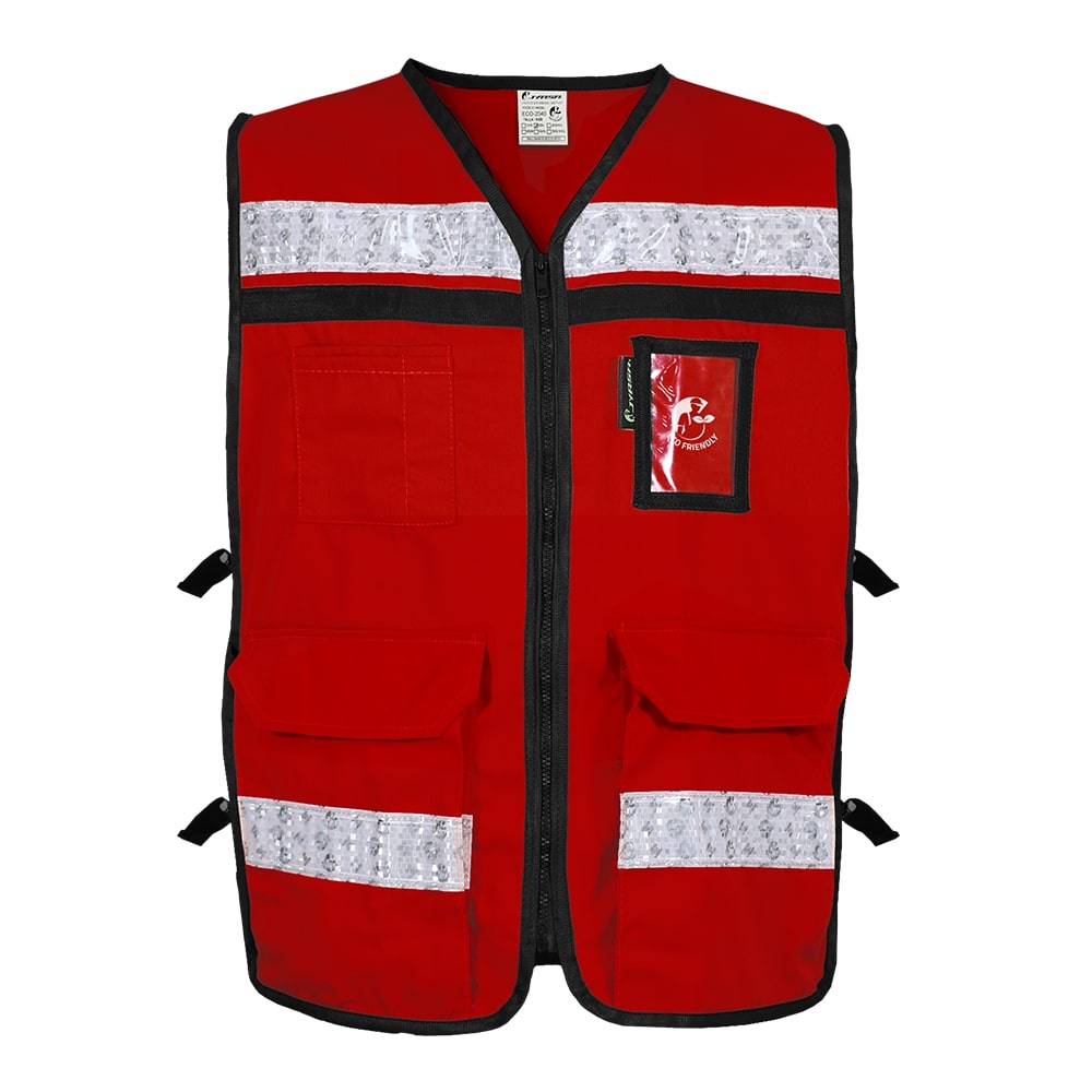CHALECO ROJO ABIERTO TIPO RESCATISTA LIGERO CLASE II TALLA MD