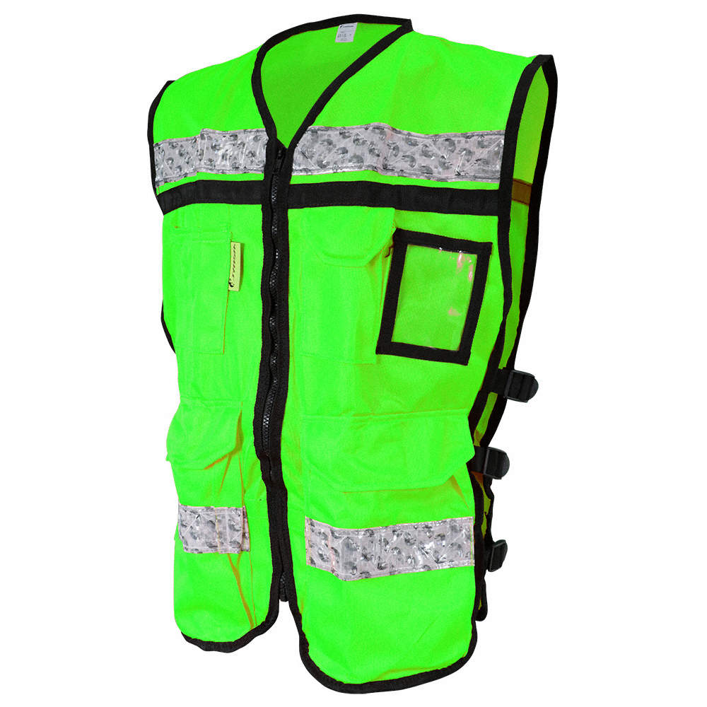 CHALECO ECOFRIENDLY VERDE ABIERTO TIPO RESCATISTA DE ALTA VISIBILIDAD T-CH