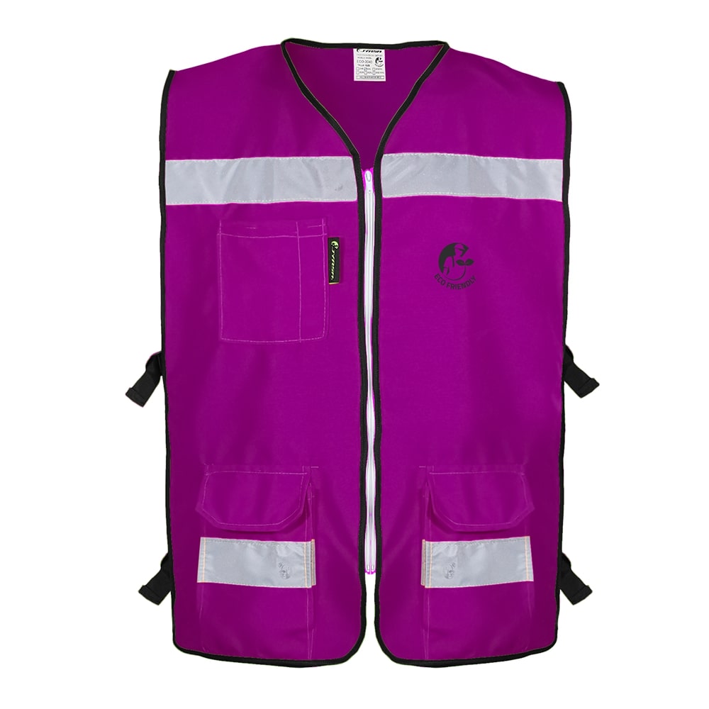 CHALECO RESCATISTA ABIERTO MORADO ALGODON/POLIESTER CON REFLEJANTE TALLA MD
