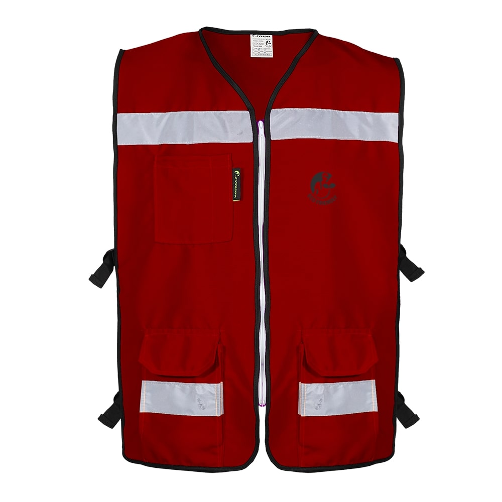CHALECO RESCATISTA ABIERTO GUINDO ALGODON/POLIESTER CON REFLEJANTE TALLA CH