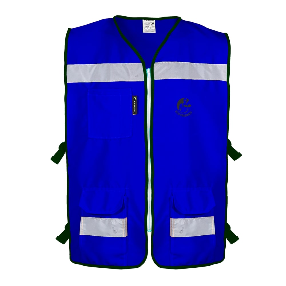 CHALECO RESCATISTA ABIERTO AZUL REY ALGODON/POLIESTER CON REFLEJANTE TALLA MD