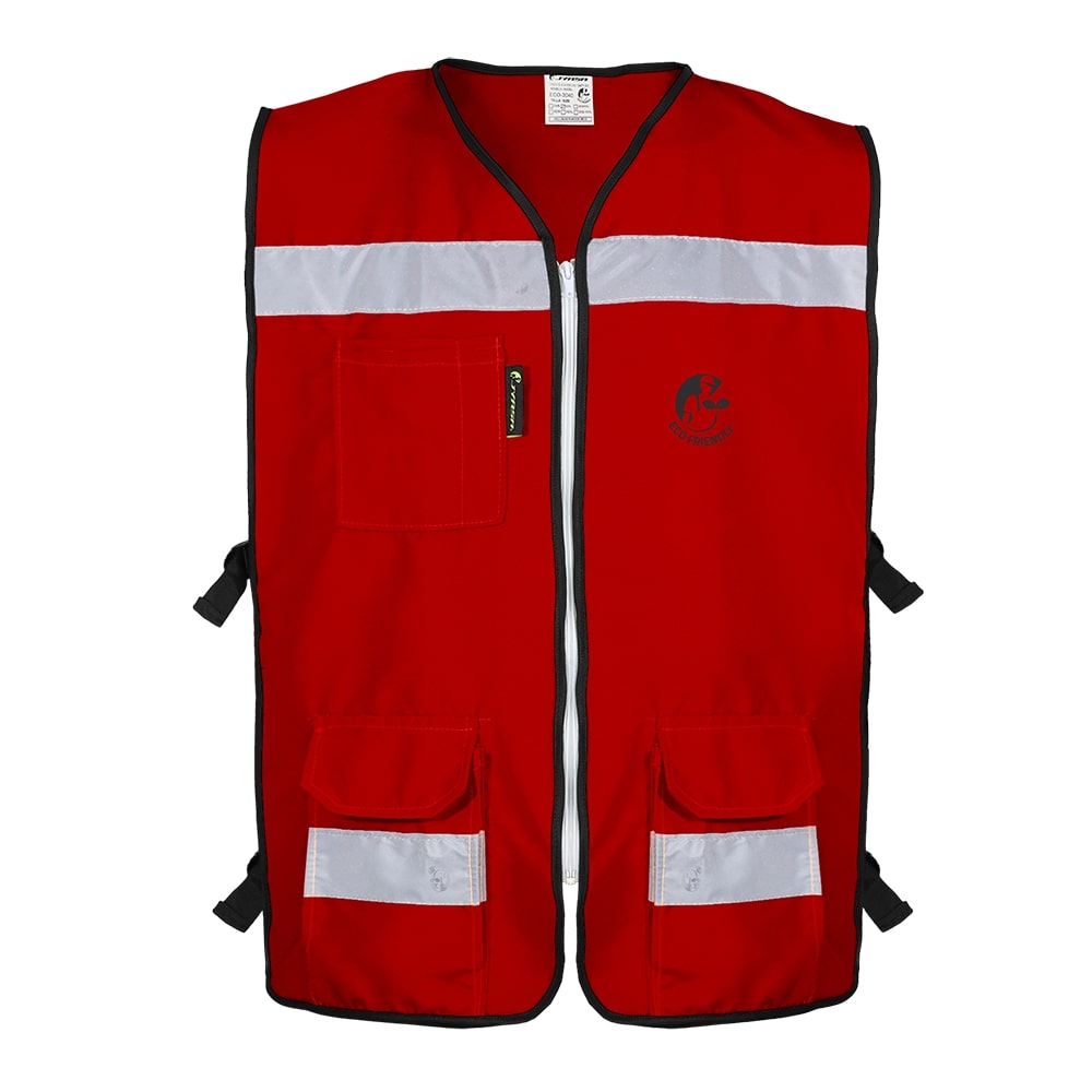 CHALECO RESCATISTA ABIERTO ROJO ALGODON/POLIESTER CON REFLEJANTE TALLA 2XG