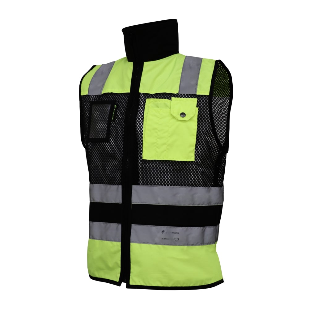CHALECO DE MALLA ECOFRIENDLY EJECUTIVO DE TRABAJO, ANSI TIPO O CLASE 1, HIGH VISIBILIY AMARILLO/NEGRO T-CH.